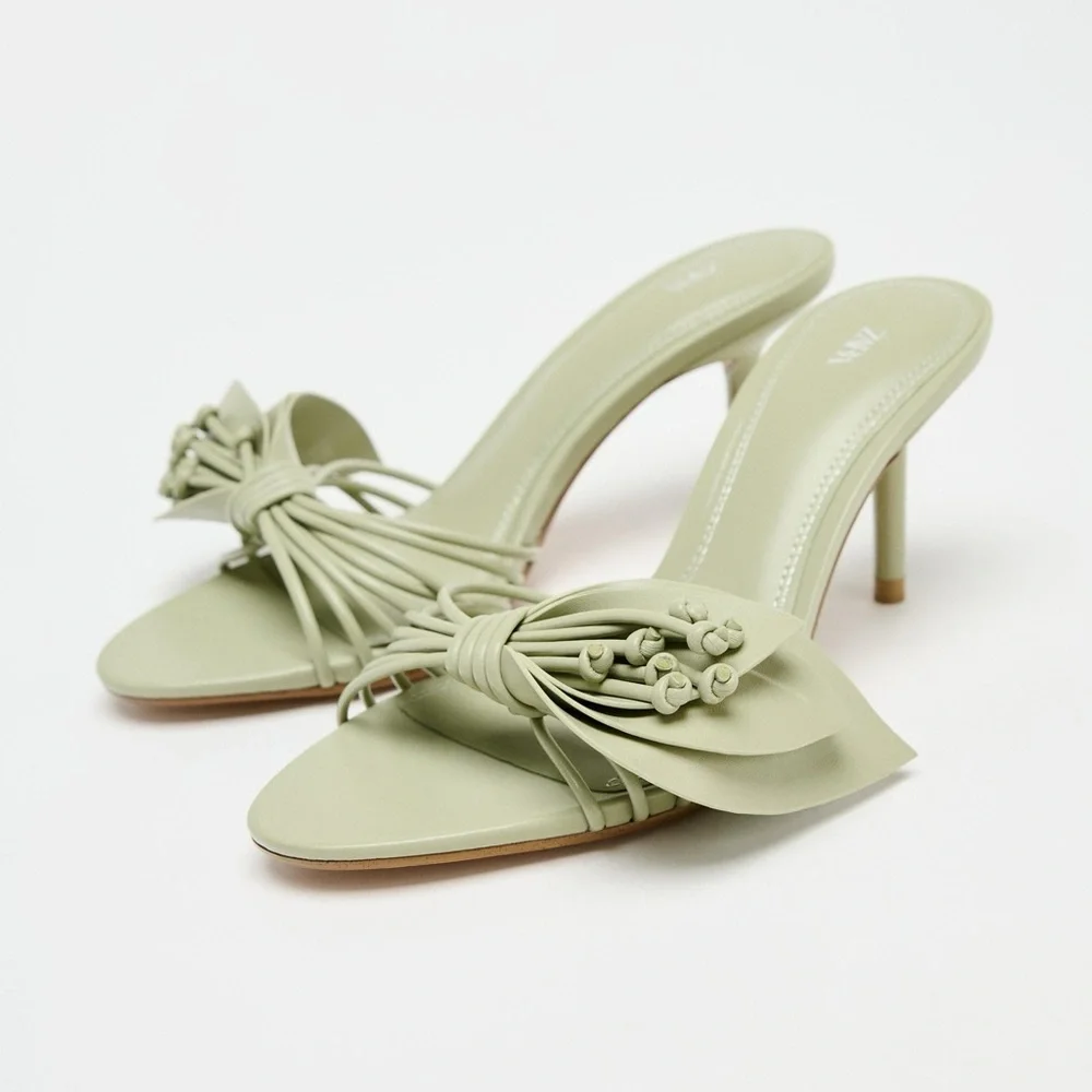 Zara Petal flower Elegant Soft Green Women's Heels - Picture 1 of 8
